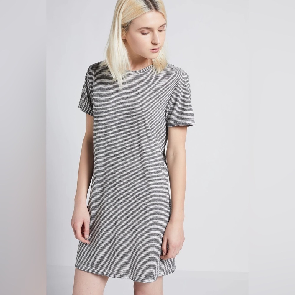 Current Elliott The Beatnik Racer Stripe Gray White Short Sleeve Dress Size 0/XS